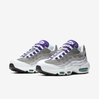 Nike Air Max 95 LV8 - Férfi Utcai Cipő - Fehér/Türkiz Zöld/Szürke/Lila